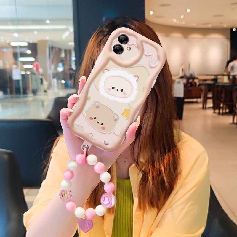 Phone Case for Samsung Galaxy A04e / F04 / M04 Case Cute Fashion Silicona Shockproof Cover with Bracelet