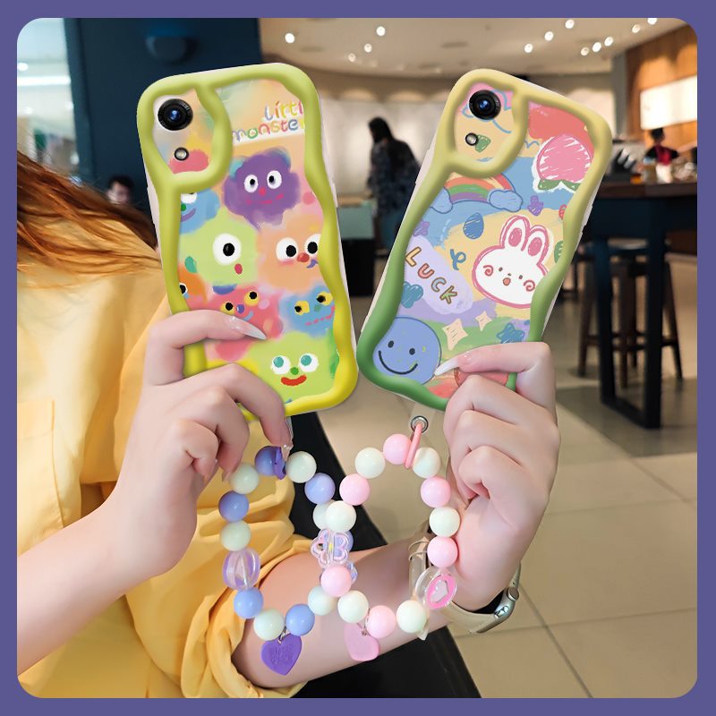 Phone Case for Samsung Galaxy A03 Core Case Cute Fashion Silicona Shockproof Cover with Bracelet