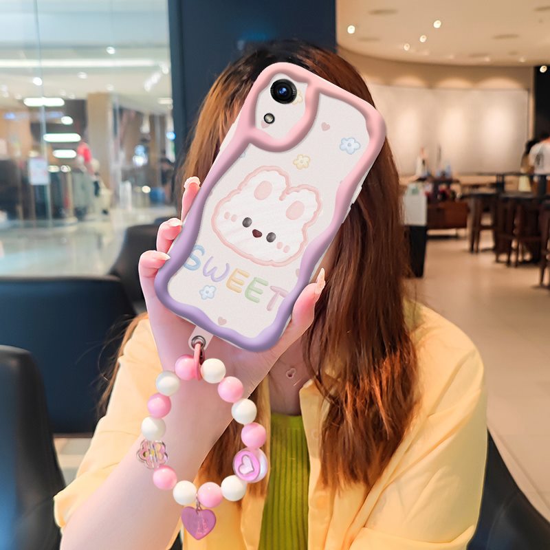 Phone Case for Samsung Galaxy A03 Core Case Cute Fashion Silicona Shockproof Cover with Bracelet