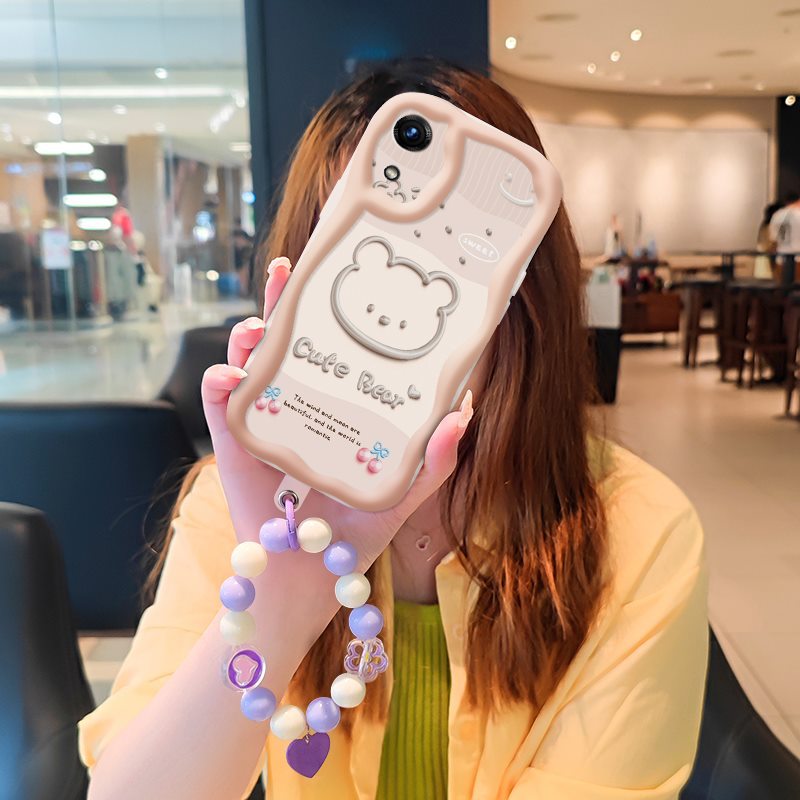 Phone Case for Samsung Galaxy A03 Core Case Cute Fashion Silicona Shockproof Cover with Bracelet