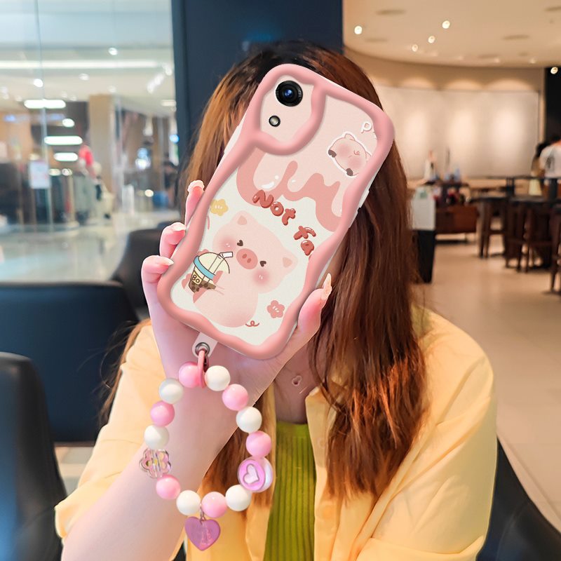 Phone Case for Samsung Galaxy A03 Core Case Cute Fashion Silicona Shockproof Cover with Bracelet