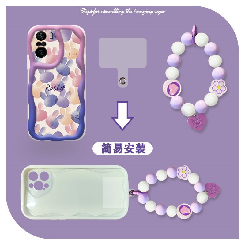 Phone Case for Xiaomi Poco F3 Redmi K40 Pro Mi 11i  11X Pro Case Cute Fashion Silicona Shockproof Cover with Bracelet