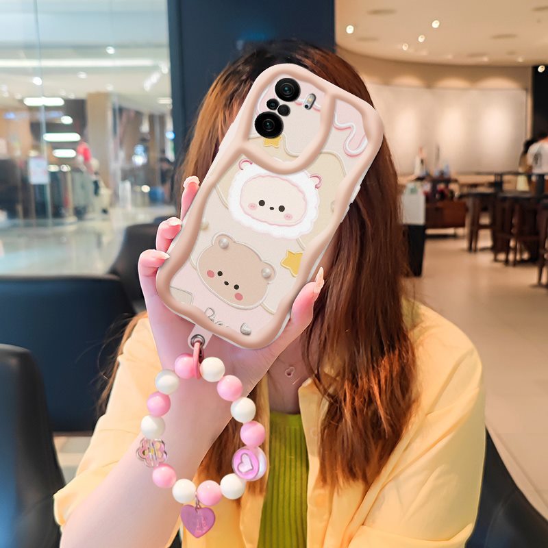 Phone Case for Xiaomi Poco F3 Redmi K40 Pro Mi 11i  11X Pro Case Cute Fashion Silicona Shockproof Cover with Bracelet