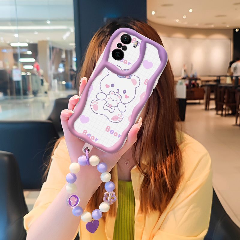 Phone Case for Xiaomi Poco F3 Redmi K40 Pro Mi 11i  11X Pro Case Cute Fashion Silicona Shockproof Cover with Bracelet