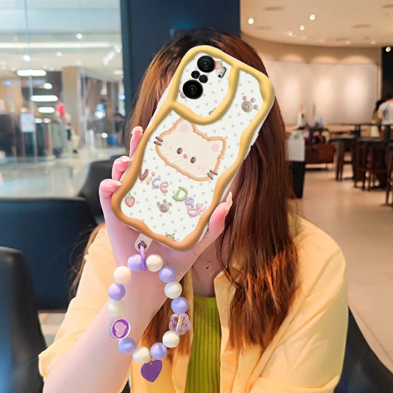 Phone Case for Xiaomi Poco F3 Redmi K40 Pro Mi 11i  11X Pro Case Cute Fashion Silicona Shockproof Cover with Bracelet