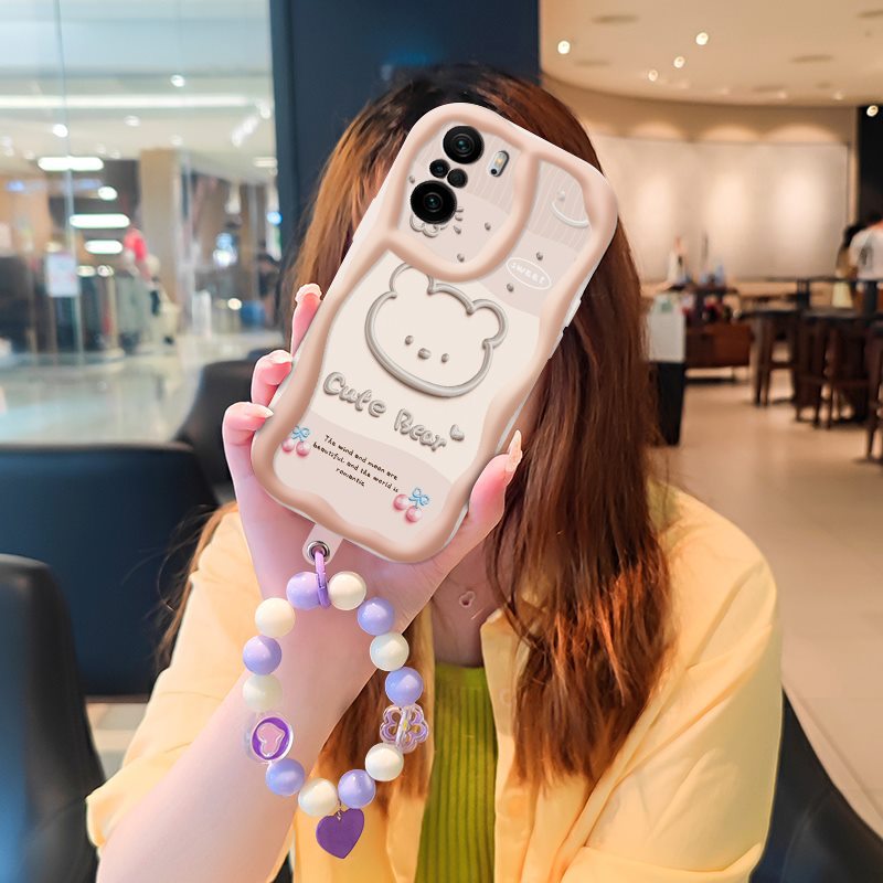 Phone Case for Xiaomi Poco F3 Redmi K40 Pro Mi 11i  11X Pro Case Cute Fashion Silicona Shockproof Cover with Bracelet