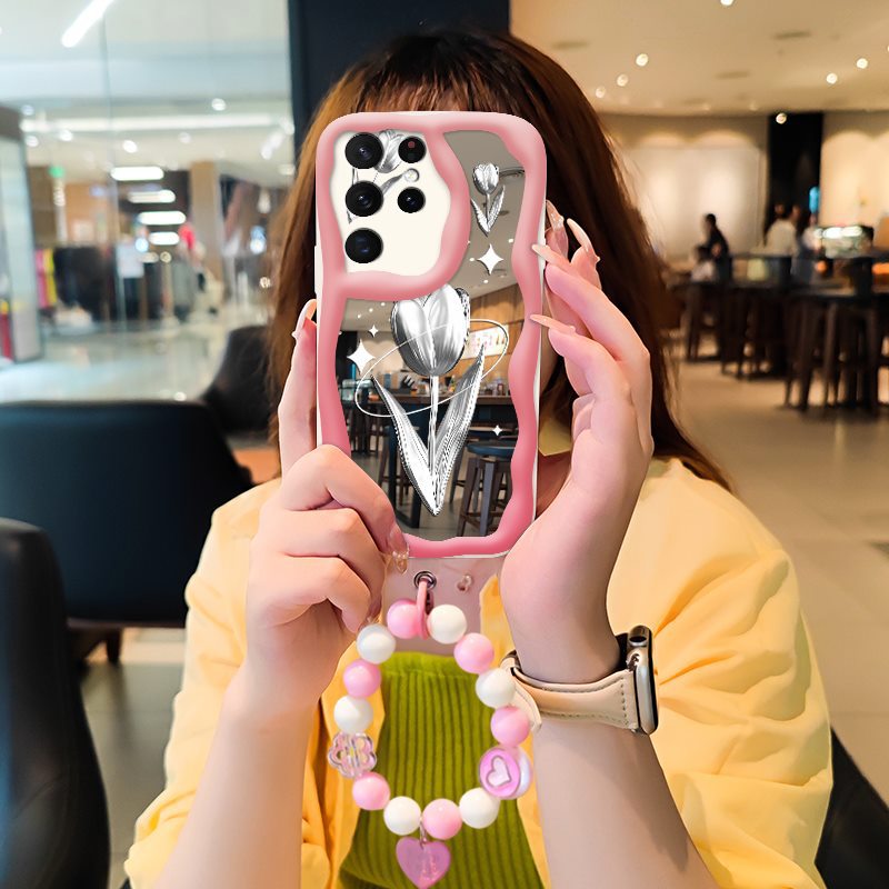 Phone case for Samsung Galaxy S21 Ultra High-grade Literary Luxury Cute Charm Mirror Stereoscopic 3D for Women Ladies Girl Cover