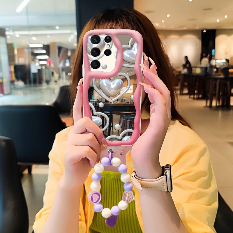 Phone case for Samsung Galaxy S21 Ultra High-grade Literary Luxury Cute Charm Mirror Stereoscopic 3D for Women Ladies Girl Cover