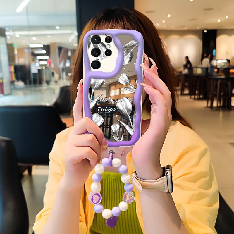 Phone case for Samsung Galaxy S21 Ultra High-grade Literary Luxury Cute Charm Mirror Stereoscopic 3D for Women Ladies Girl Cover