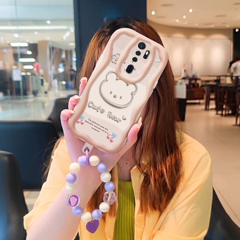 Phone Case for OPPO A9 2020 Case Interesting Design Fashion Silicona Anti-fall Shockproof Cover with Bracelet