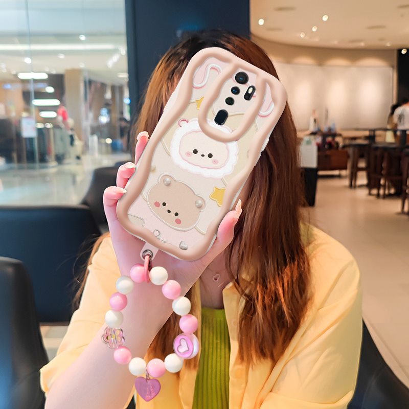 Phone Case for OPPO A9 2020 Case Interesting Design Fashion Silicona Anti-fall Shockproof Cover with Bracelet