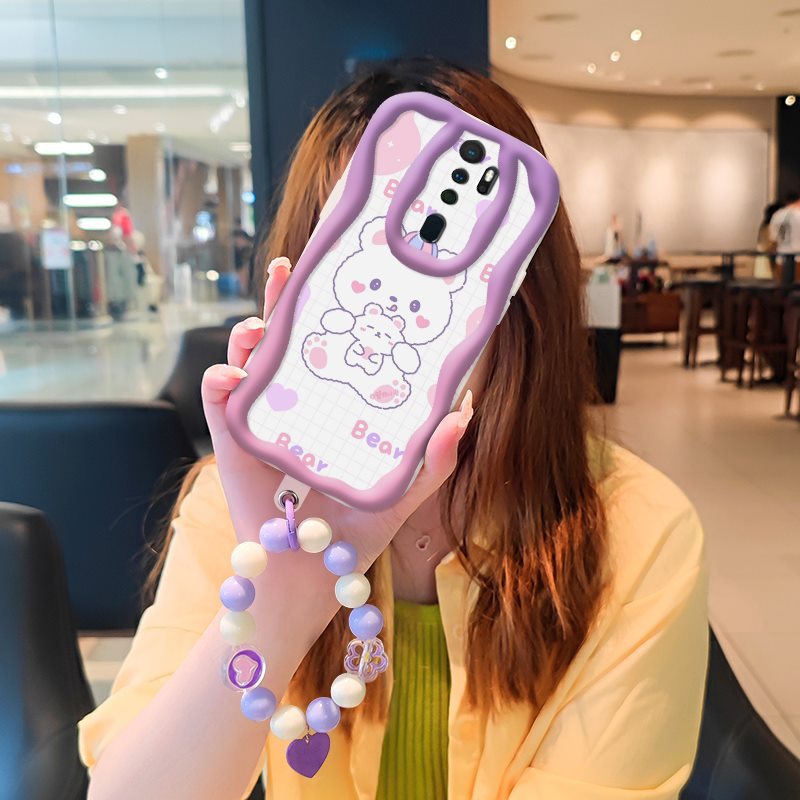 Phone Case for OPPO A9 2020 Case Interesting Design Fashion Silicona Anti-fall Shockproof Cover with Bracelet