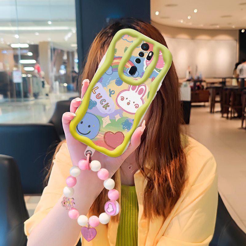Phone Case for OPPO A9 2020 Case Interesting Design Fashion Silicona Anti-fall Shockproof Cover with Bracelet