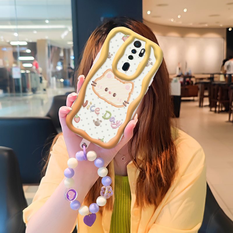 Phone Case for OPPO A9 2020 Case Interesting Design Fashion Silicona Anti-fall Shockproof Cover with Bracelet