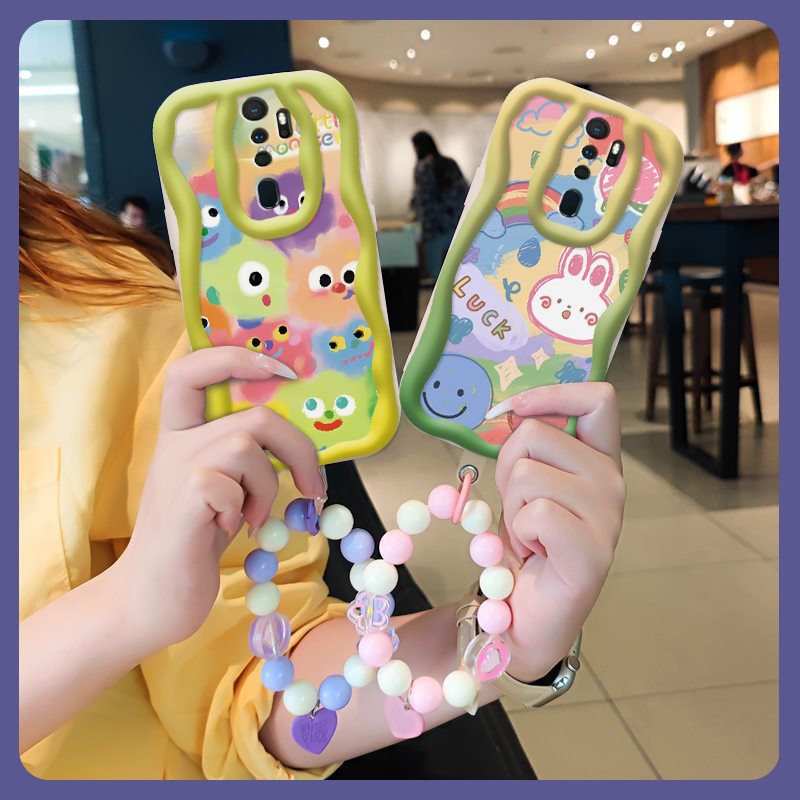 Phone Case for OPPO A9 2020 Case Interesting Design Fashion Silicona Anti-fall Shockproof Cover with Bracelet