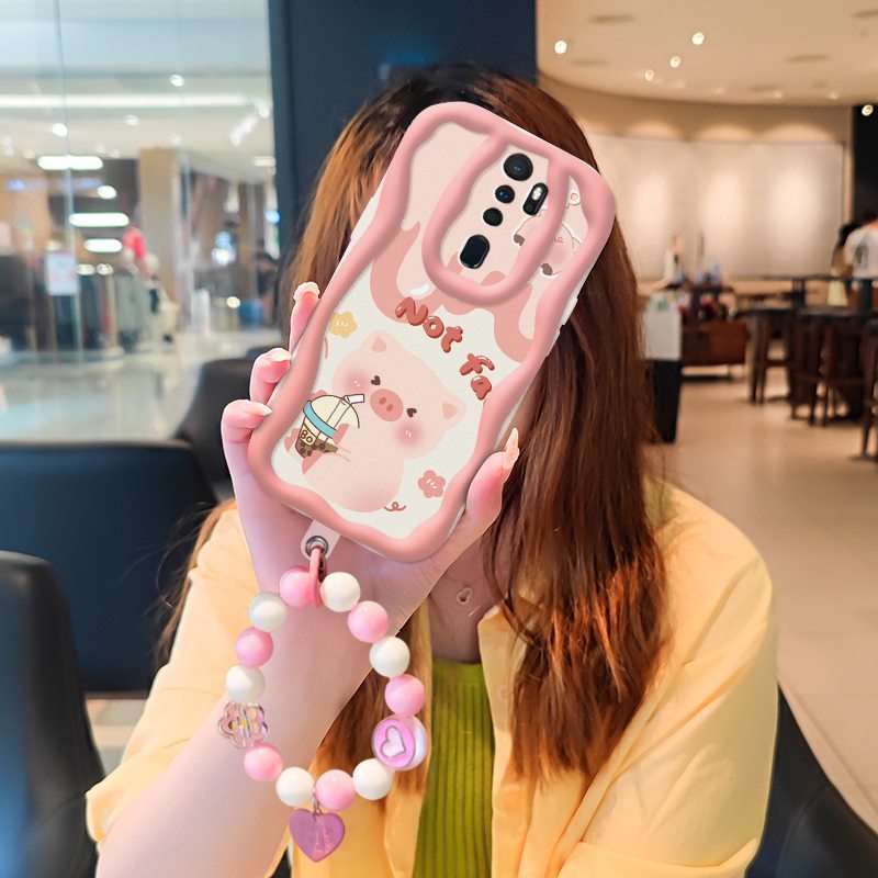 Phone Case for OPPO A9 2020 Case Interesting Design Fashion Silicona Anti-fall Shockproof Cover with Bracelet