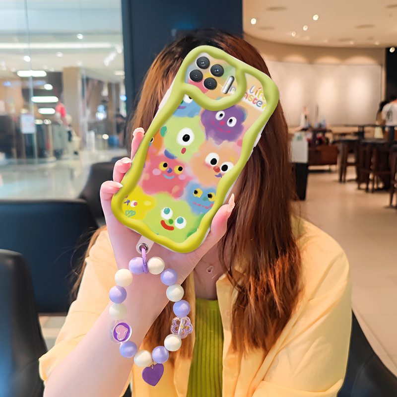 Phone Case for OPPO Reno4 F / Reno 4F Case Interesting Design Fashion Silicona Anti-fall Shockproof Cover with Bracelet