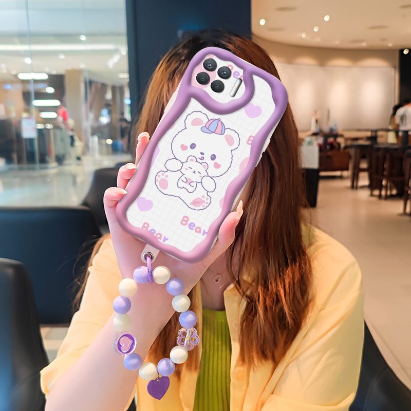 Phone Case for OPPO Reno4 F / Reno 4F Case Interesting Design Fashion Silicona Anti-fall Shockproof Cover with Bracelet