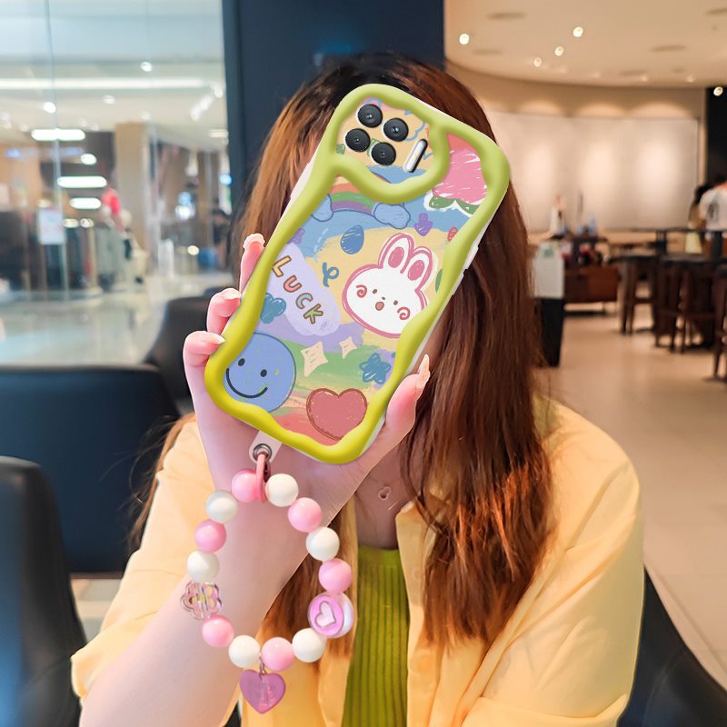 Phone Case for OPPO Reno4 F / Reno 4F Case Interesting Design Fashion Silicona Anti-fall Shockproof Cover with Bracelet