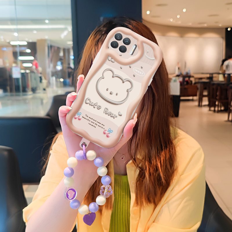 Phone Case for OPPO Reno4 F / Reno 4F Case Interesting Design Fashion Silicona Anti-fall Shockproof Cover with Bracelet