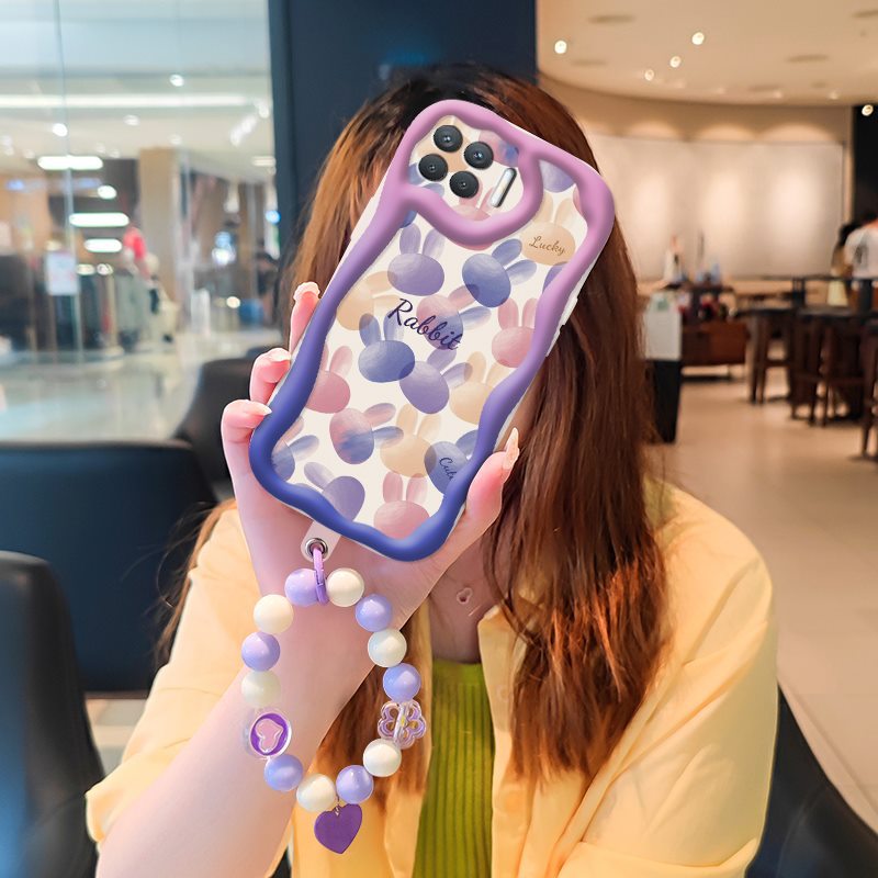 Phone Case for OPPO Reno4 F / Reno 4F Case Interesting Design Fashion Silicona Anti-fall Shockproof Cover with Bracelet