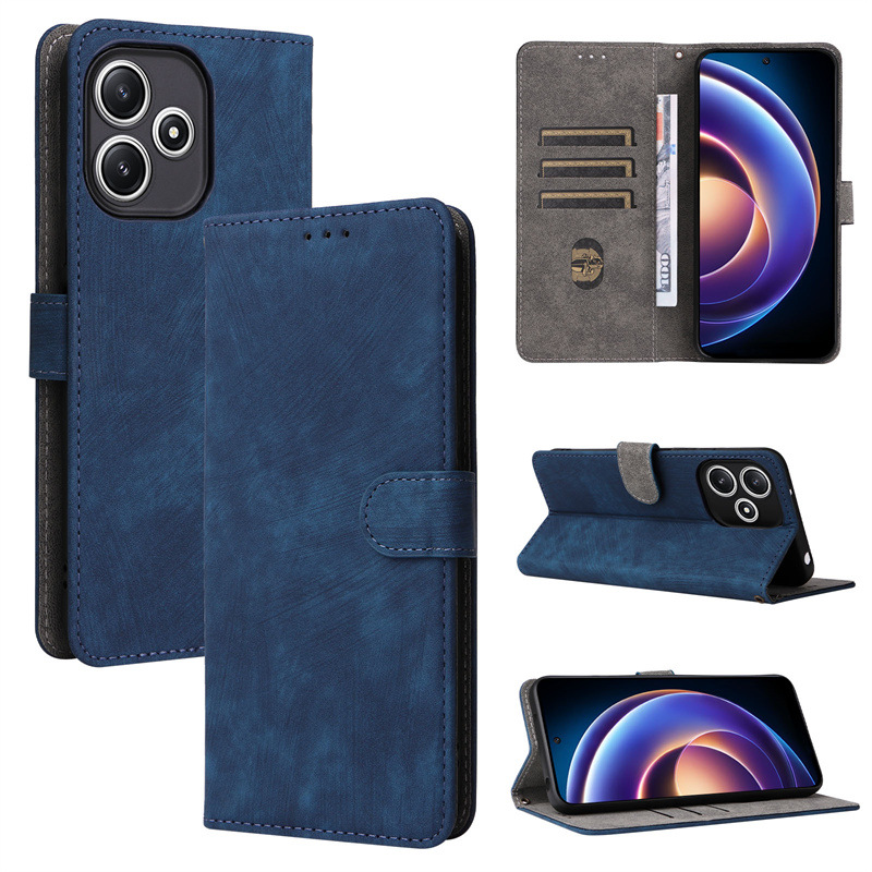 Flip Cover for Xiaomi Redmi Note 12R PU Leather Phone Case Full-Body Protection Shockproof [RFID Blocking] Wallet Cover With Hand Strap