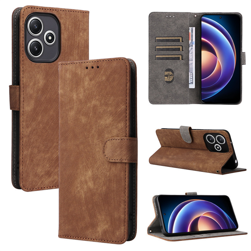 Flip Cover for Xiaomi Redmi Note 12R PU Leather Phone Case Full-Body Protection Shockproof [RFID Blocking] Wallet Cover With Hand Strap