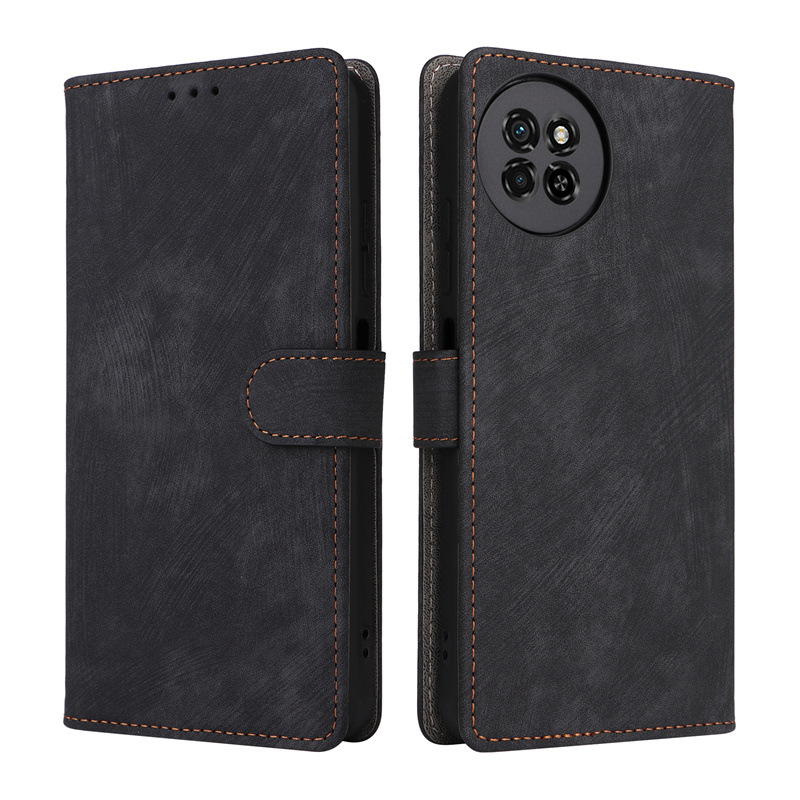 Flip Cover for Itel S23 PU Leather Phone Case Full-Body Protection Shockproof [RFID Blocking] Wallet Cover With Hand Strap