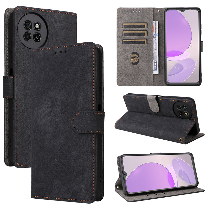 Flip Cover for Itel S23 PU Leather Phone Case Full-Body Protection Shockproof [RFID Blocking] Wallet Cover With Hand Strap