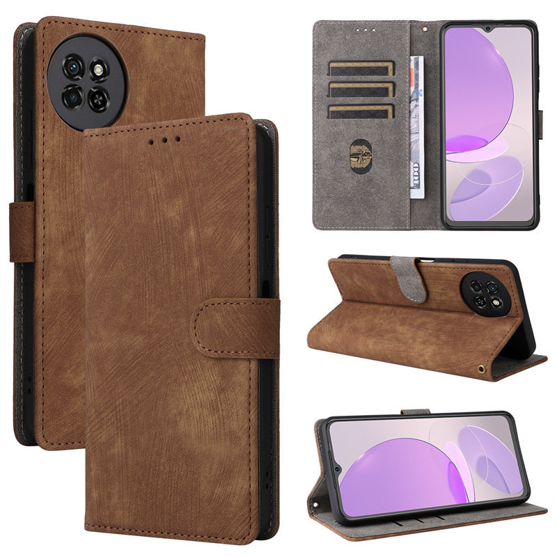 Flip Cover for Itel S23 PU Leather Phone Case Full-Body Protection Shockproof [RFID Blocking] Wallet Cover With Hand Strap