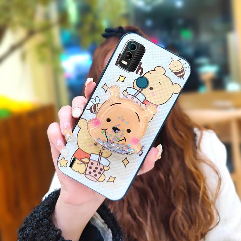 Phone Case for Nokia C21 Plus Case Cute Fashion Silicona Shockproof Cover with Pop Socket Stand