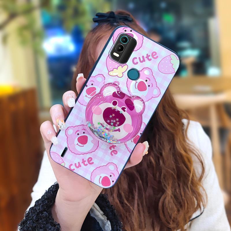 Phone Case for Nokia C21 Plus Case Cute Fashion Silicona Shockproof Cover with Pop Socket Stand