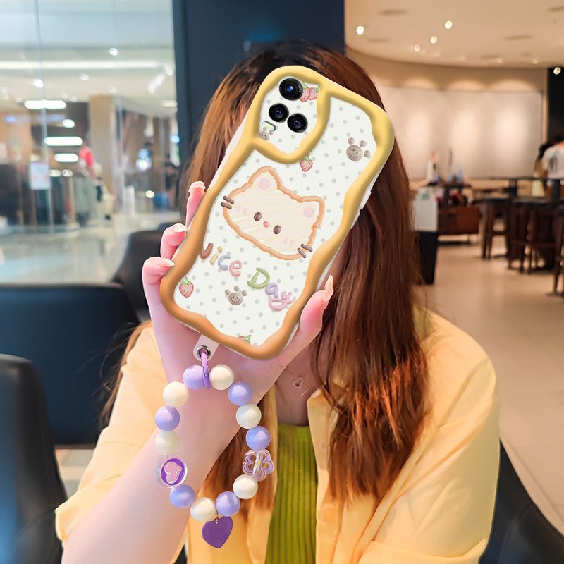 Phone Case for VIVO Y21 2021/Y21S/Y33S 4G/Y32 Case Interesting Design Fashion Silicona Anti-fall Shockproof Cover with Bracelet