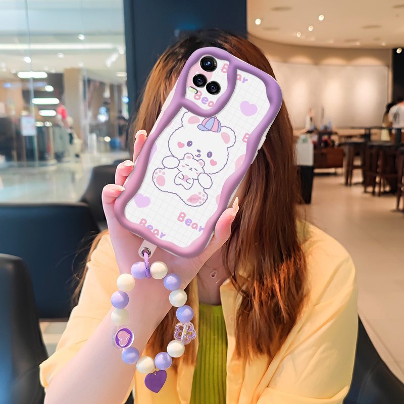 Phone Case for VIVO Y21 2021/Y21S/Y33S 4G/Y32 Case Interesting Design Fashion Silicona Anti-fall Shockproof Cover with Bracelet