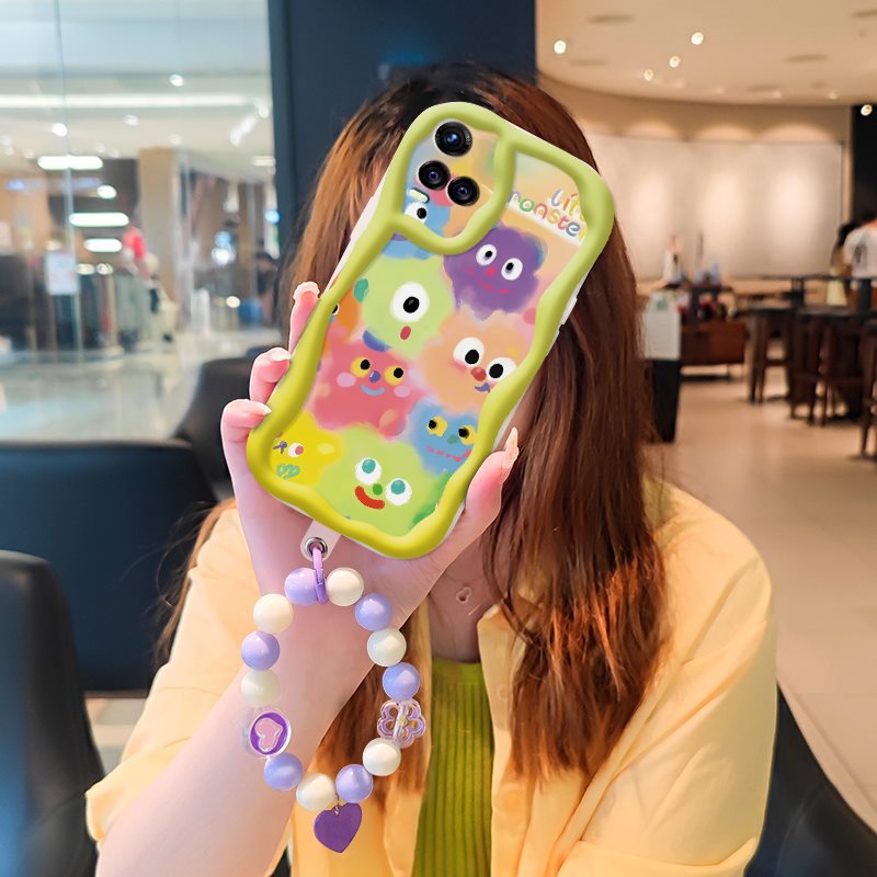 Phone Case for VIVO Y21 2021/Y21S/Y33S 4G/Y32 Case Interesting Design Fashion Silicona Anti-fall Shockproof Cover with Bracelet