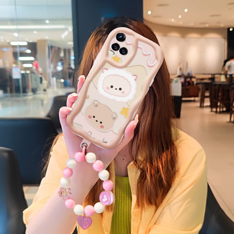 Phone Case for VIVO Y21 2021/Y21S/Y33S 4G/Y32 Case Interesting Design Fashion Silicona Anti-fall Shockproof Cover with Bracelet