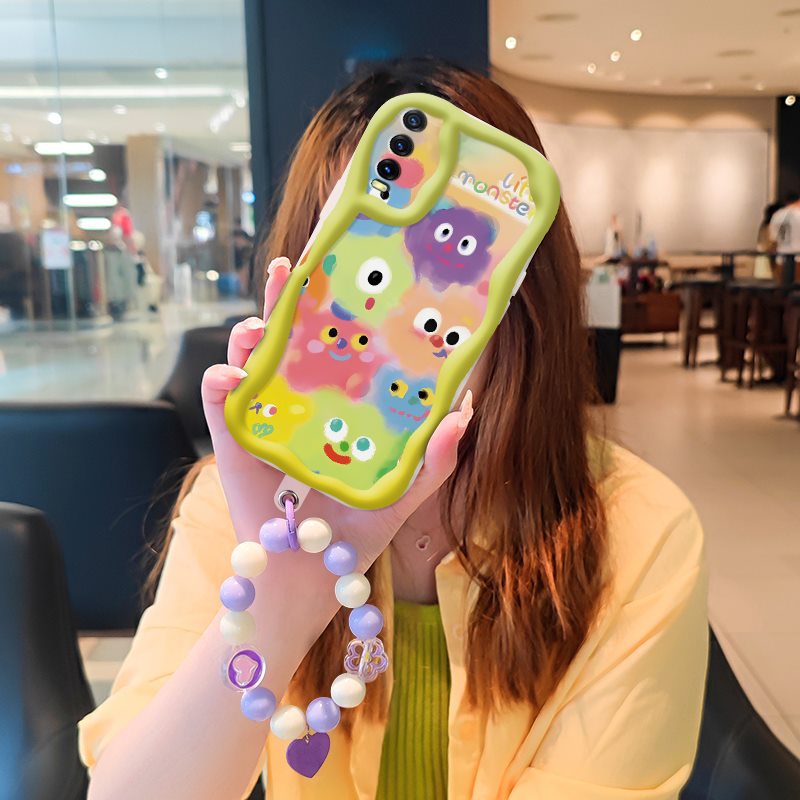 Phone Case for VIVO Y20/Y20i/Y20s Case Interesting Design Fashion Silicona Anti-fall Shockproof Cover with Bracelet