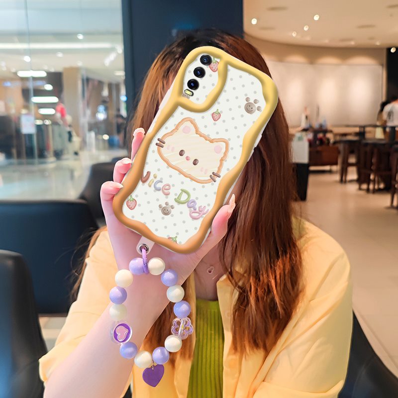 Phone Case for VIVO Y20/Y20i/Y20s Case Interesting Design Fashion Silicona Anti-fall Shockproof Cover with Bracelet