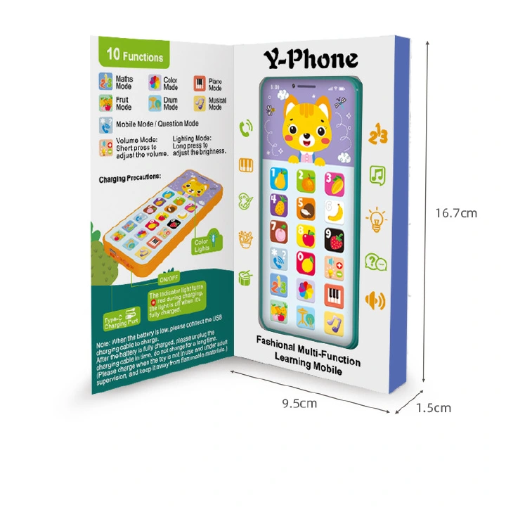 Toy Learning Play Cell Phone with 8 Functions and Dazzling Lights for Toddler Baby Kids