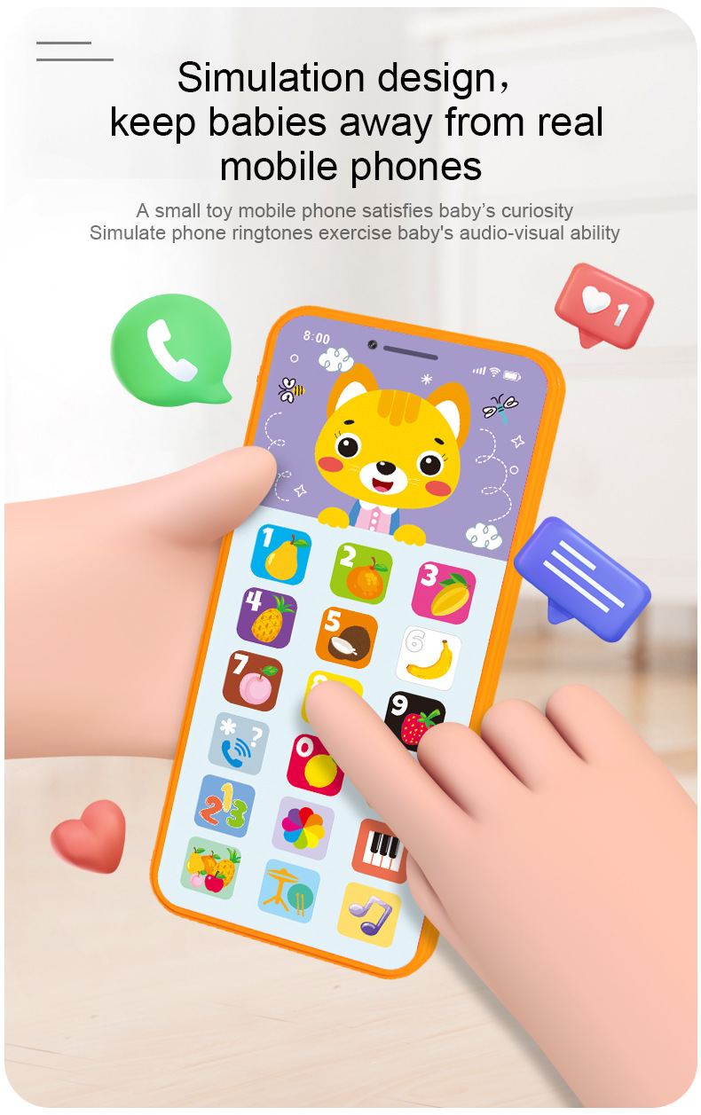Toy Learning Play Cell Phone with 8 Functions and Dazzling Lights for Toddler Baby Kids