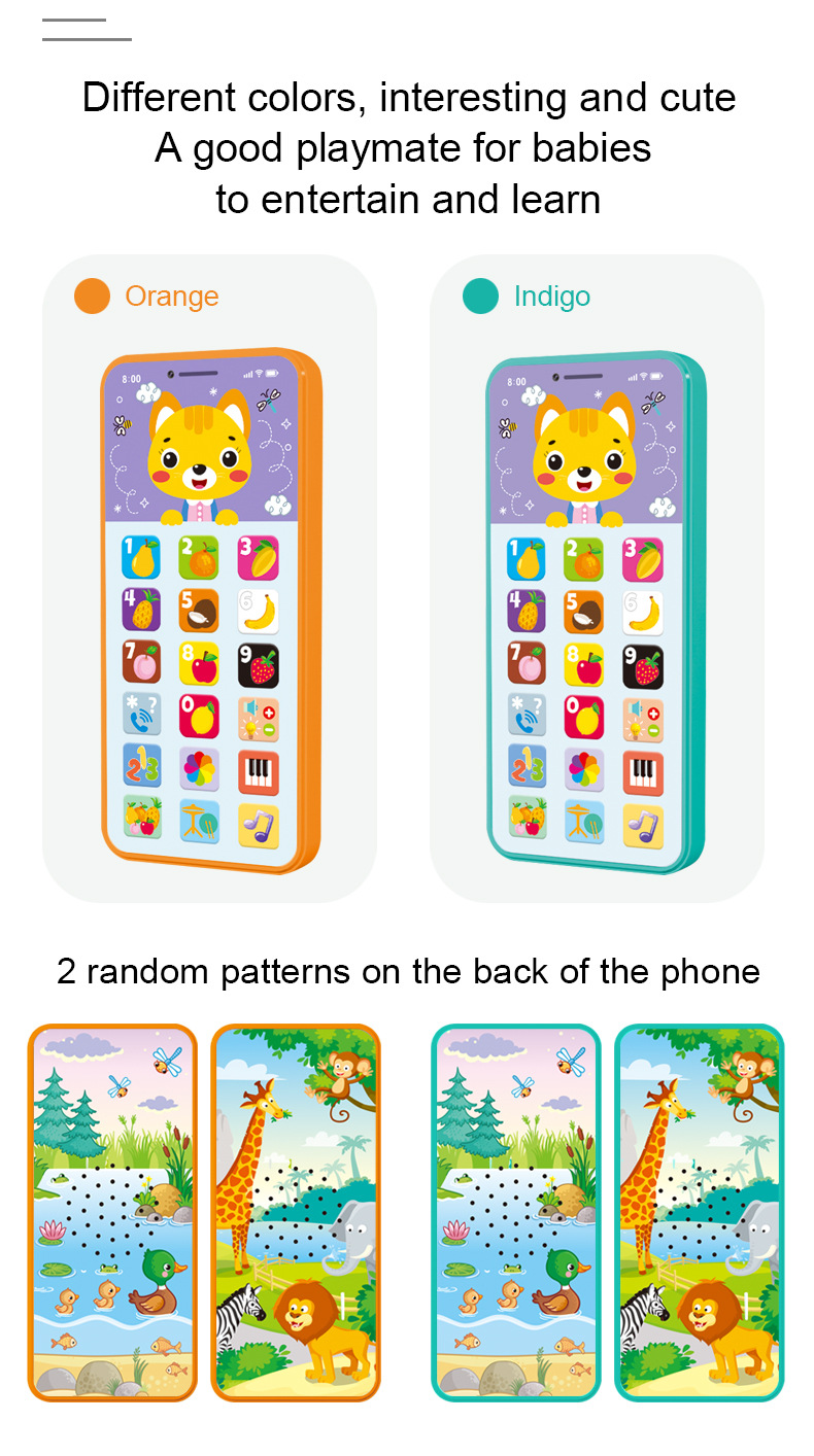Toy Learning Play Cell Phone with 8 Functions and Dazzling Lights for Toddler Baby Kids