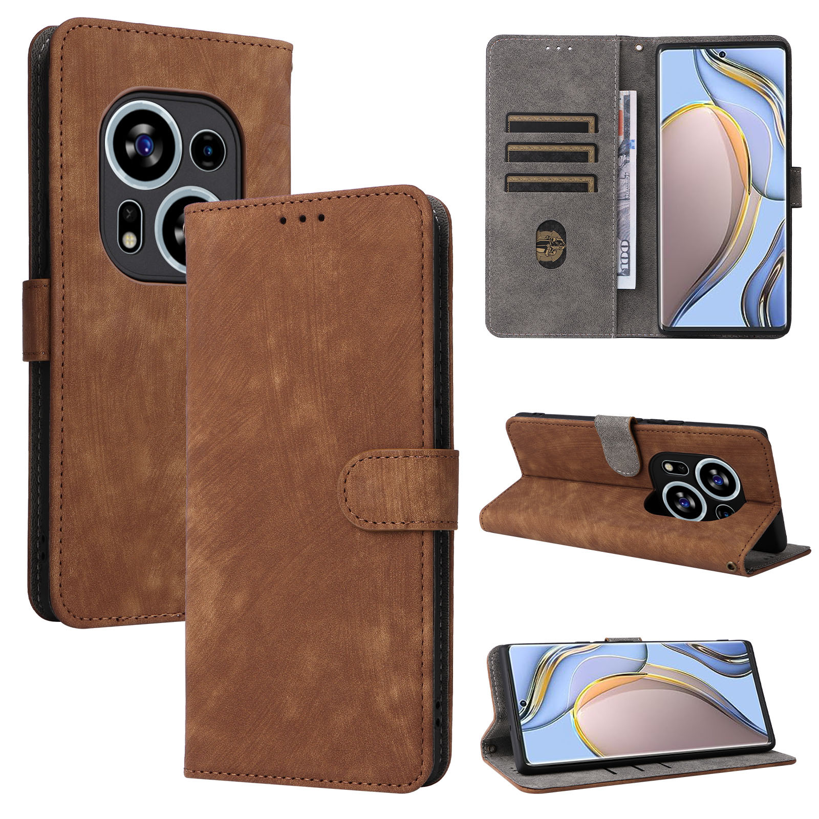 Flip Cover for Tecno Phantom X2 / Phantom X2 Pro PU Leather Phone Case Full-Body Protection Shockproof [RFID Blocking] Wallet Cover With Hand Strap