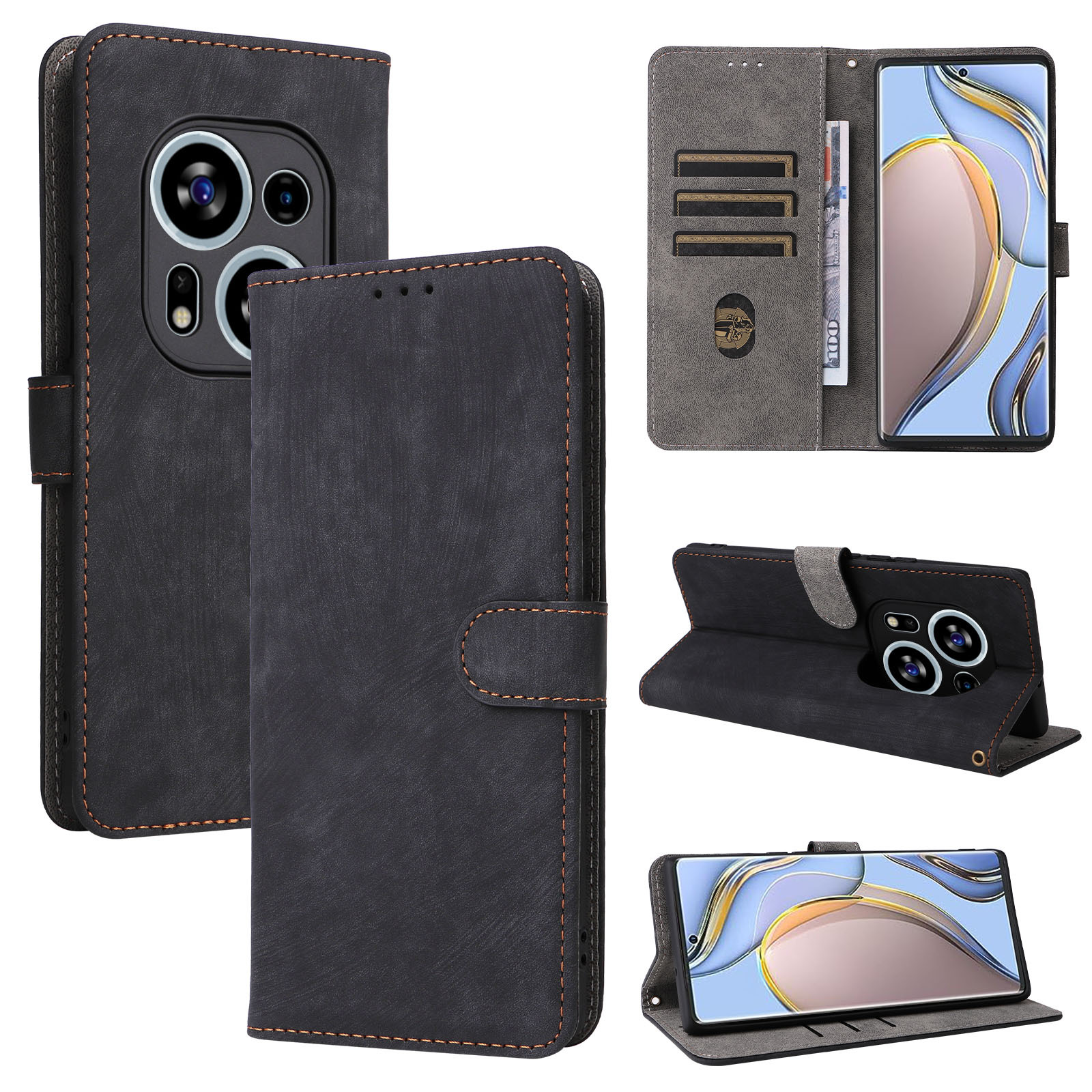 Flip Cover for Tecno Phantom X2 / Phantom X2 Pro PU Leather Phone Case Full-Body Protection Shockproof [RFID Blocking] Wallet Cover With Hand Strap