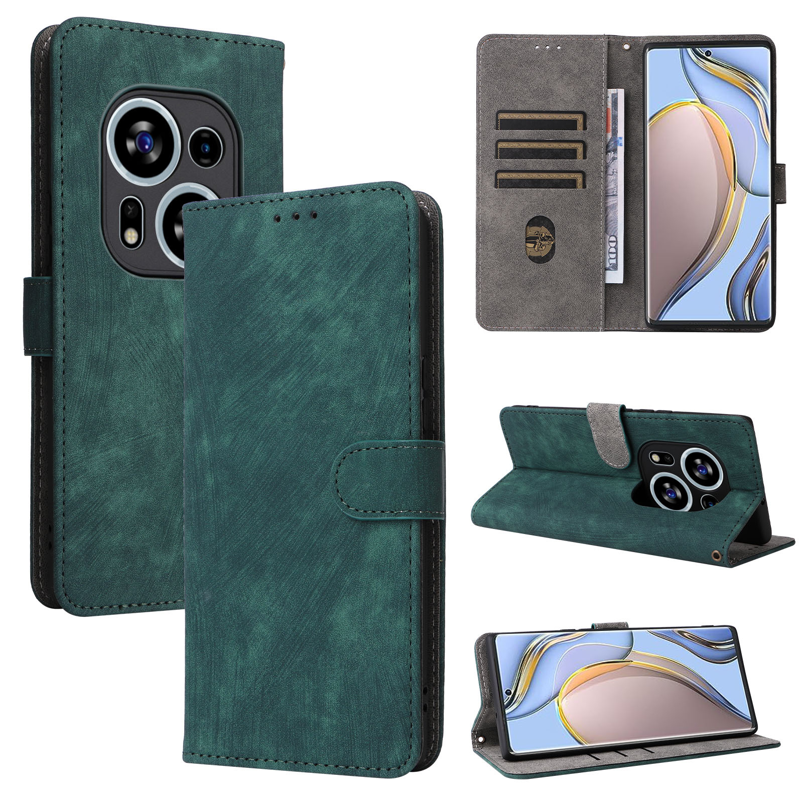 Flip Cover for Tecno Phantom X2 / Phantom X2 Pro PU Leather Phone Case Full-Body Protection Shockproof [RFID Blocking] Wallet Cover With Hand Strap