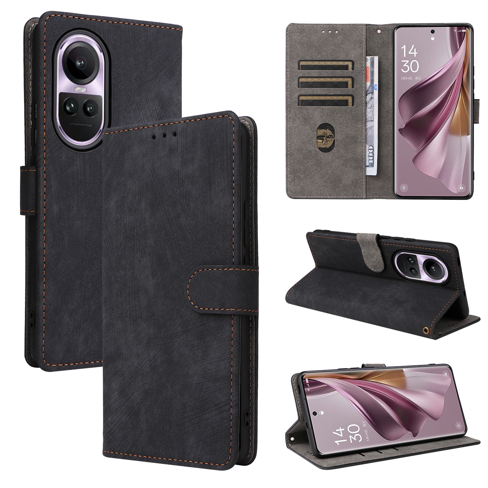 PU Leather Folio Flip Cover for OPPO Reno10 5G Reno10 Pro Reno10 Pro+ 5G Wallet Case with [RFID Blocking] Card Holster Kickstand Magnet