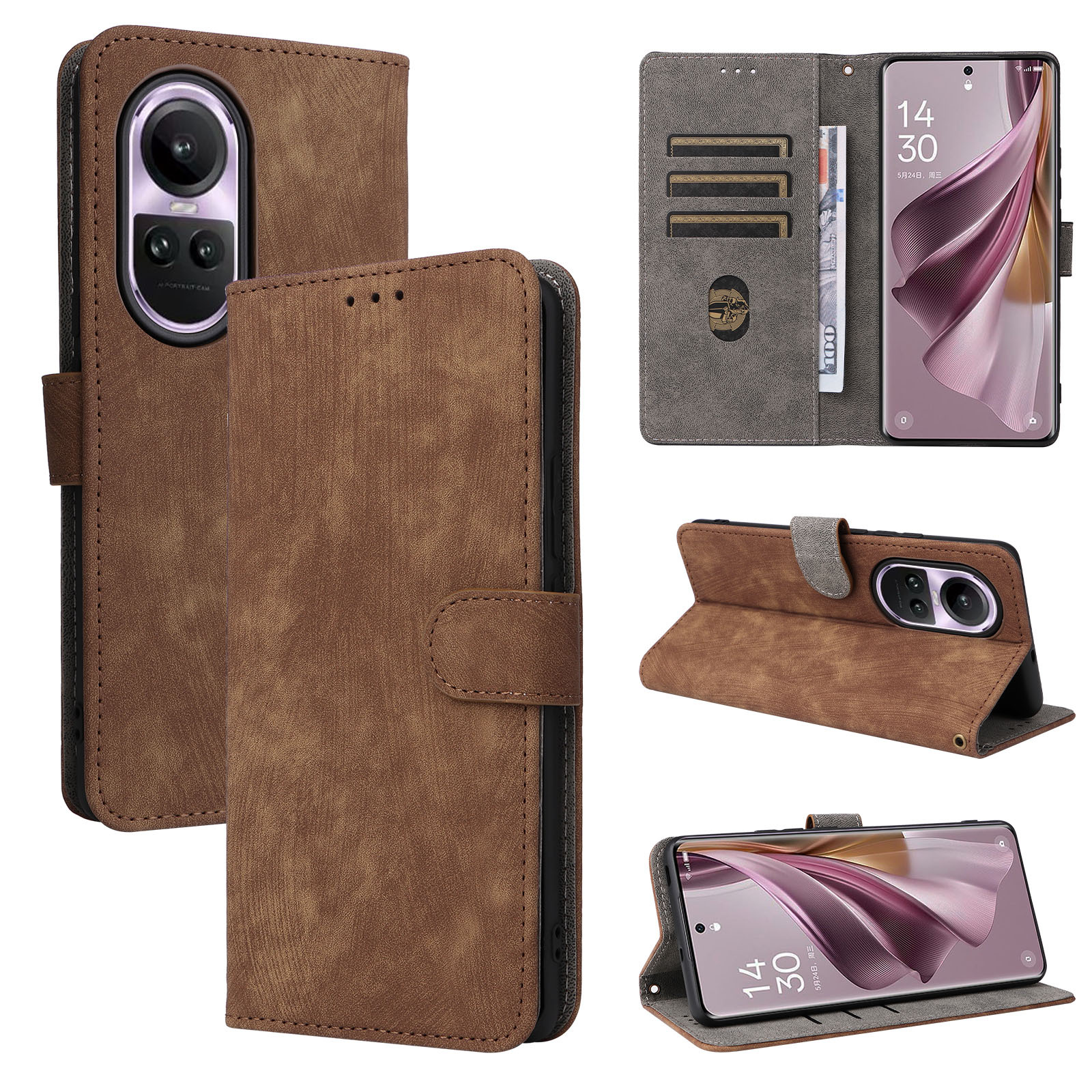 PU Leather Folio Flip Cover for OPPO Reno10 5G Reno10 Pro Reno10 Pro+ 5G Wallet Case with [RFID Blocking] Card Holster Kickstand Magnet