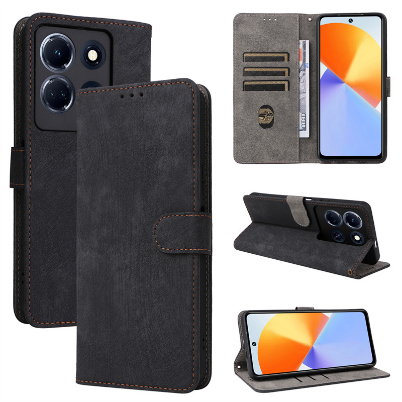 Flip Cover for Infinix Note 30 VIP PU Leather Phone Case Full-Body Protection Shockproof [RFID Blocking] Wallet Cover With Hand Strap