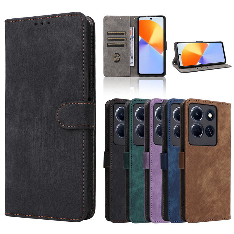 Flip Cover for Infinix Note 30 VIP PU Leather Phone Case Full-Body Protection Shockproof [RFID Blocking] Wallet Cover With Hand Strap