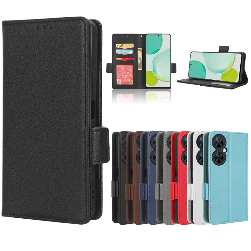 Wallet Flip Cover for Huawei Nova 11i Case Lychee Pattern Leather Magnetic Flip Folio Stand Phone Cover with Card Holder