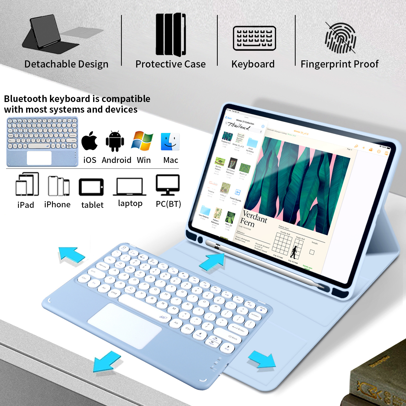Keyboard + Tablet Case for Samsung Galaxy Tab S8 Ultra S9 S8 Plus S7 FE Magnetic Bluetooth Keyboard Flip Cover Leather Case Wonderful Control Keyboard Leather Case Tablet Protection Case